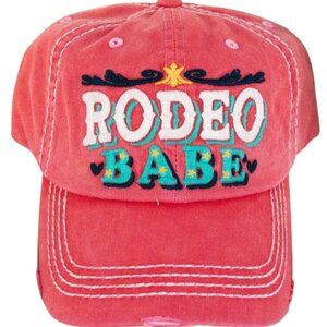 KBETHOS Rodeo Babe Distressed Salmon Pink Baseball Cap Hat NWT